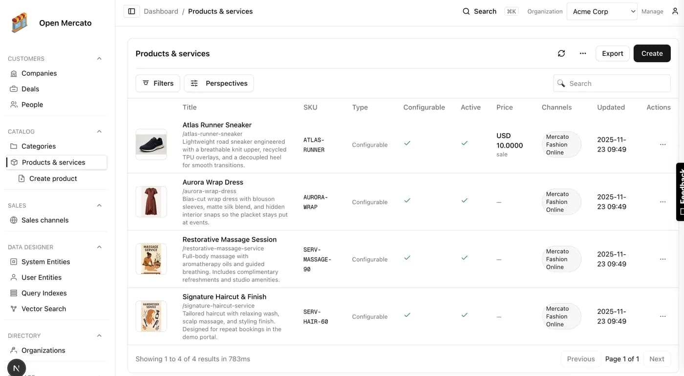 Katalog produktów w Open Mercato ERP