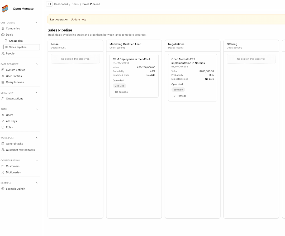 Sales Pipeline w Open Mercato CRM